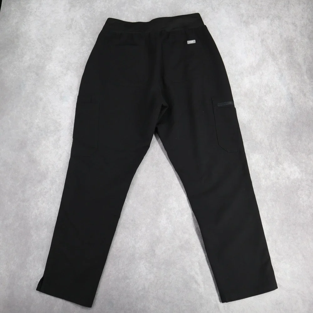 FIGS Scrub Pants Technical Collection Black Cargo M Petite Straight Leg